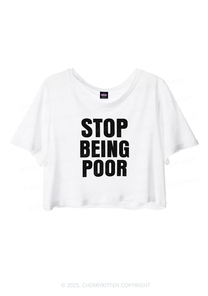 Stop Being Poor Y2K Sheer Crop Tee Cherrykitten