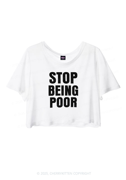 Stop Being Poor Y2K Sheer Crop Tee Cherrykitten