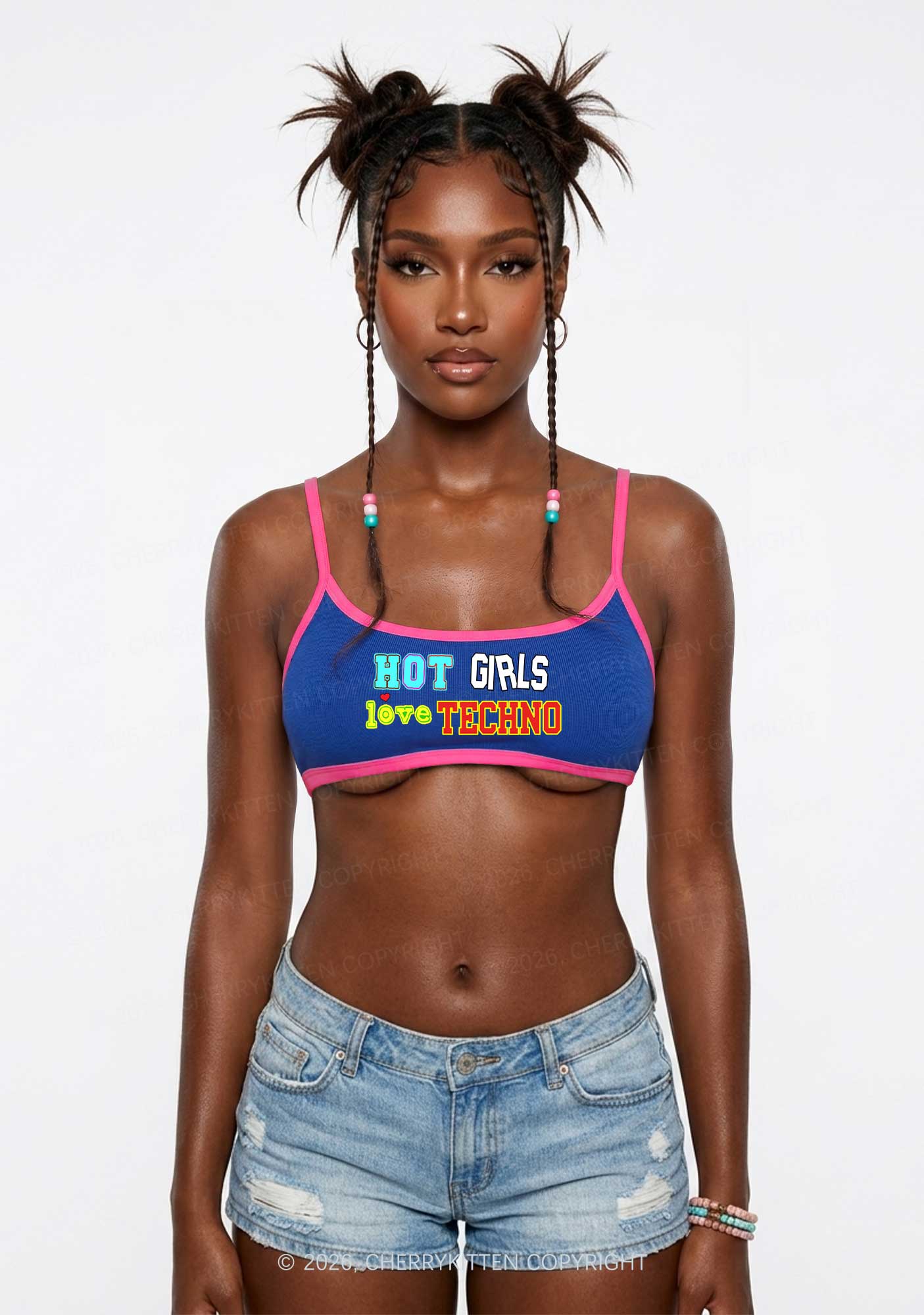 Hot Girls Love Techno Y2K Super Crop Cami Cherrykitten