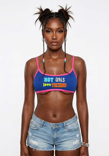Hot Girls Love Techno Y2K Super Crop Cami Cherrykitten