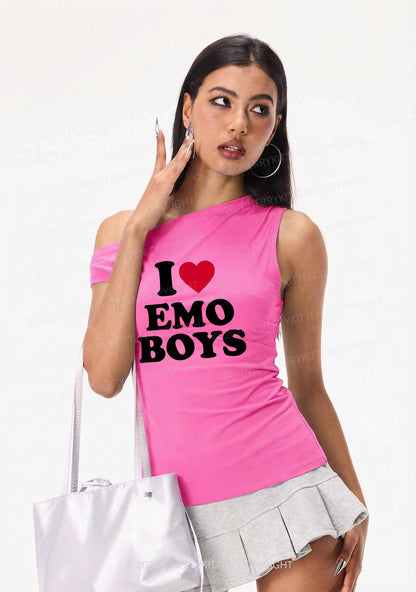 I Love Emo Boys Y2K Off Shoulder Tank Top Cherrykitten