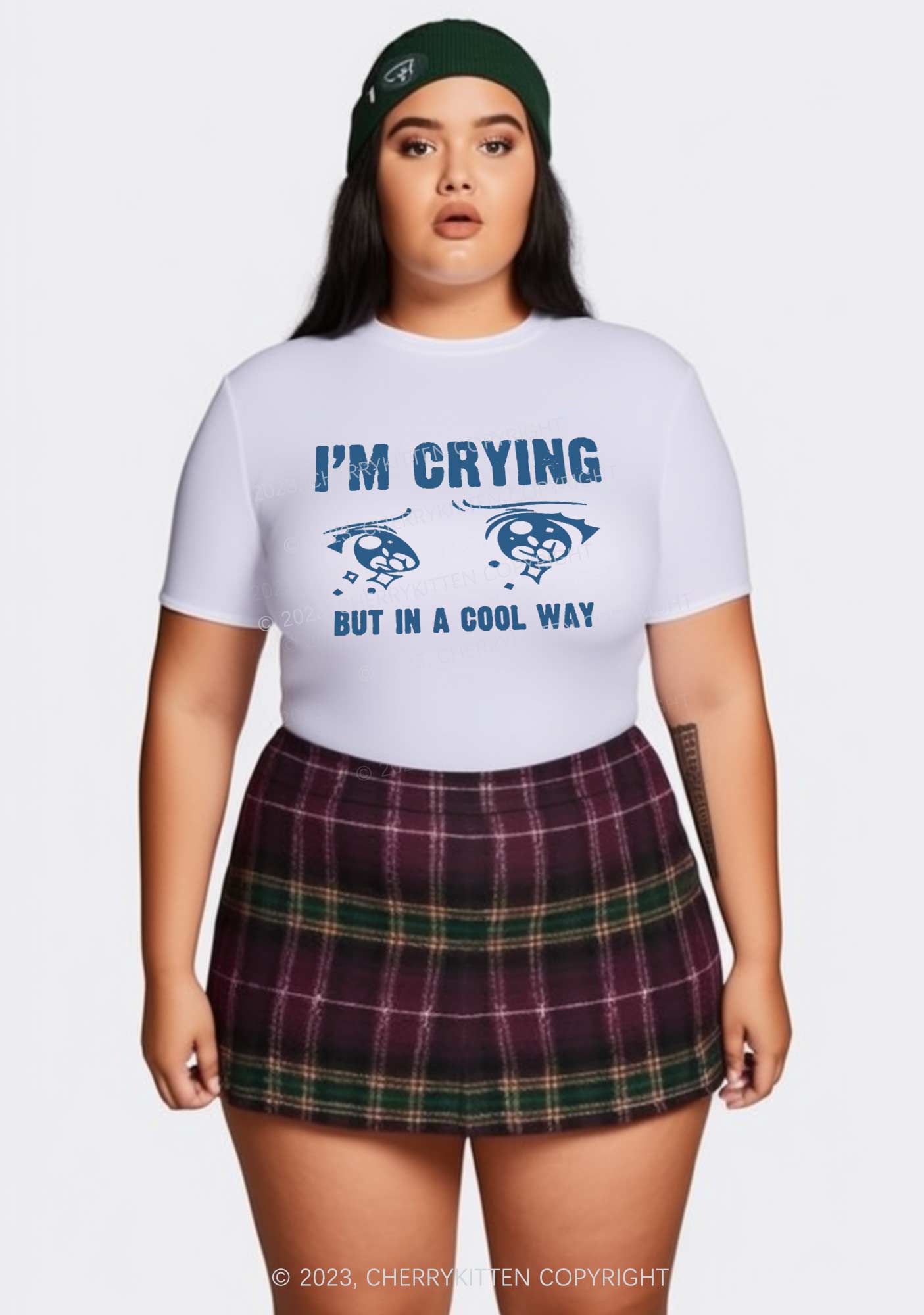Curvy Crying In A Cool Way Baby Tee Cherrykitten
