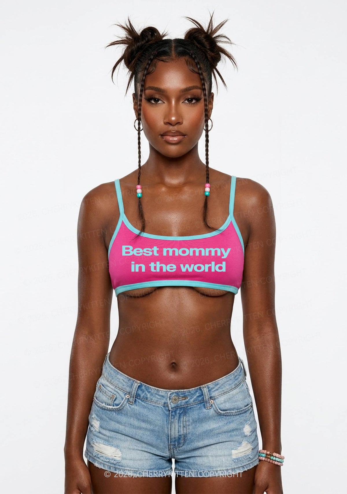 Best Mommy In The World Y2K Super Crop Cami Cherrykitten