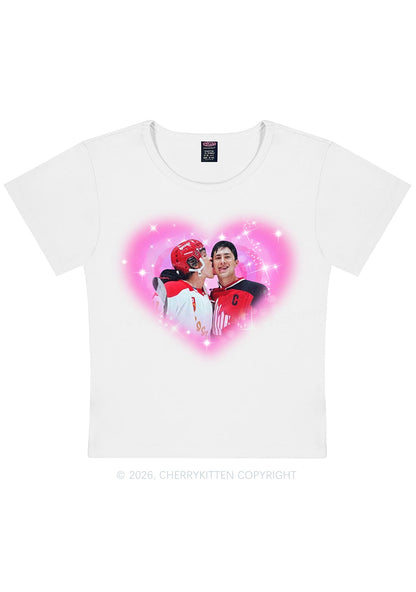 Sparkle Pink Heart Kissing Y2K Baby Tee Cherrykitten