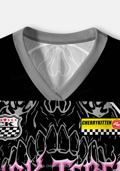 Fxxk Terfs Gothic Skull Pride Y2K Crop Sport Jersey Shirts Cherrykitten