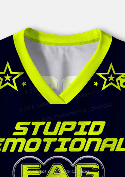 Stupid Emotional Fag Pride Y2K Crop Sport Jersey Shirts Cherrykitten