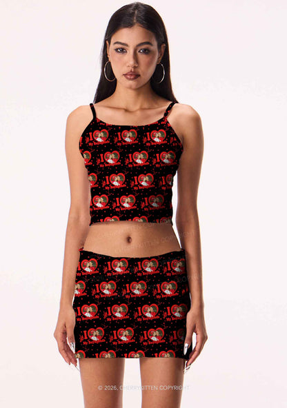 I Love My BF HR Y2K Print Cami Crop Top Cherrykitten