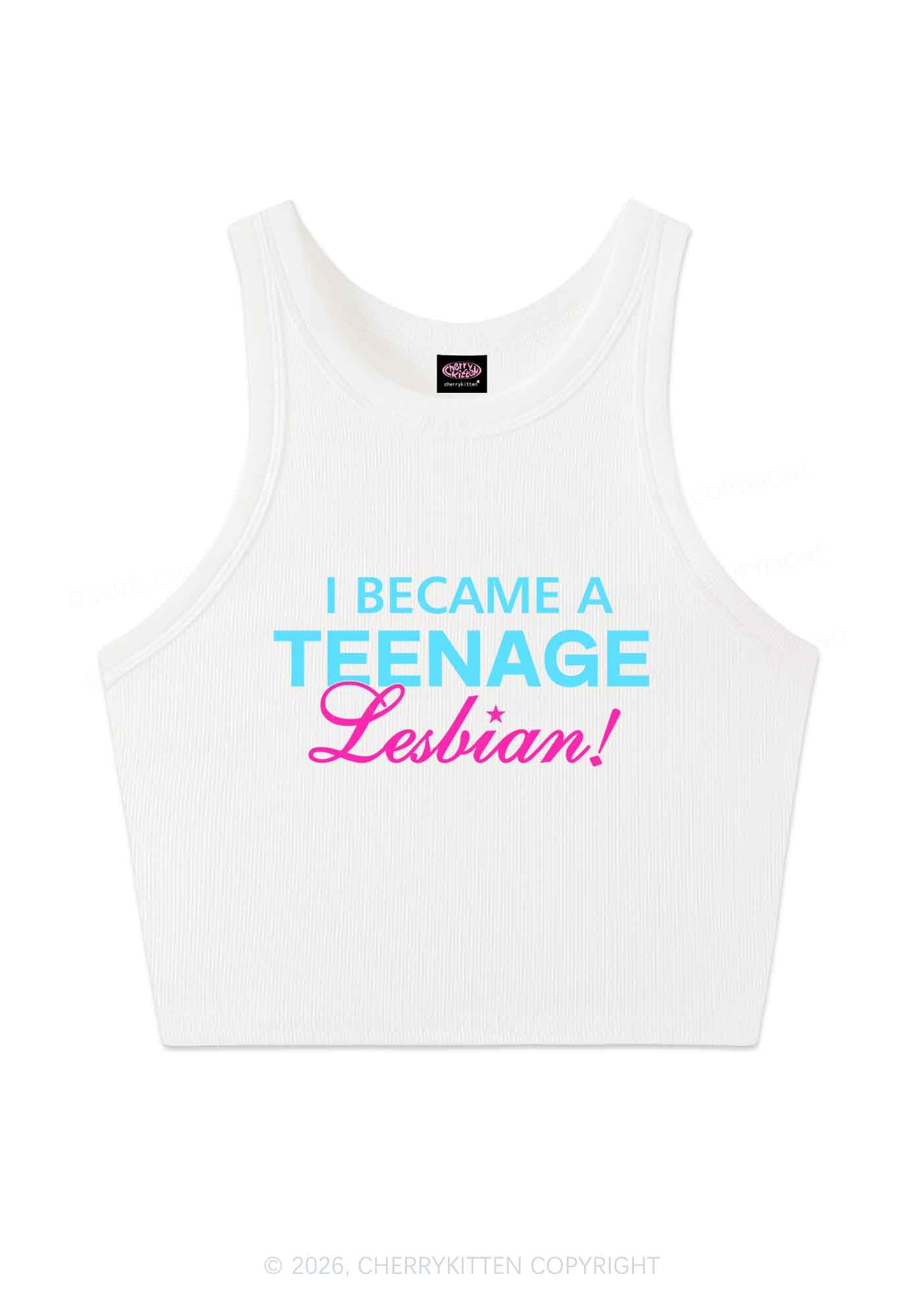I Became A Teenage Lesbian Pride Y2K Crop Tank Top Cherrykitten