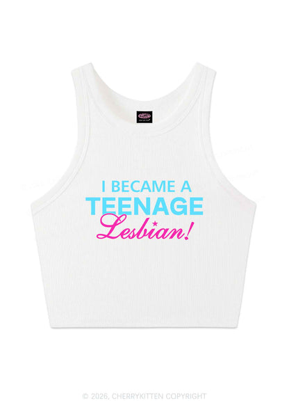 I Became A Teenage Lesbian Pride Y2K Crop Tank Top Cherrykitten