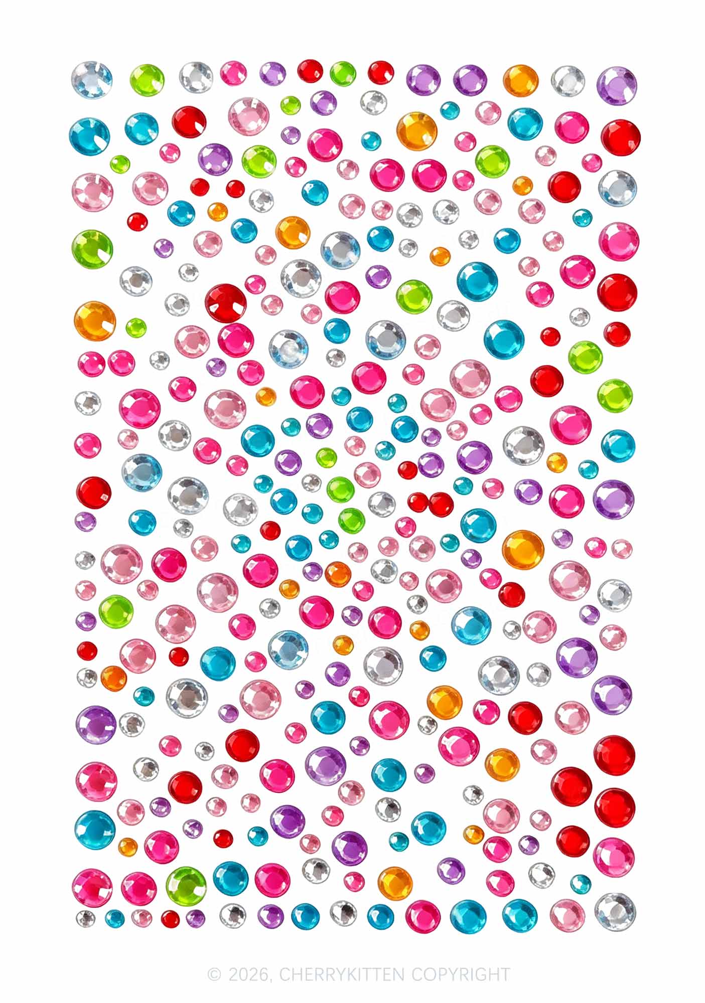 1pc Colord Pearls Gems Y2K Face Sticker Cherrykitten
