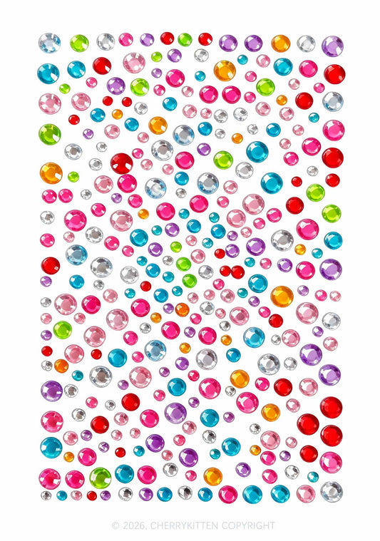 1pc Colord Pearls Gems Y2K Face Sticker Cherrykitten