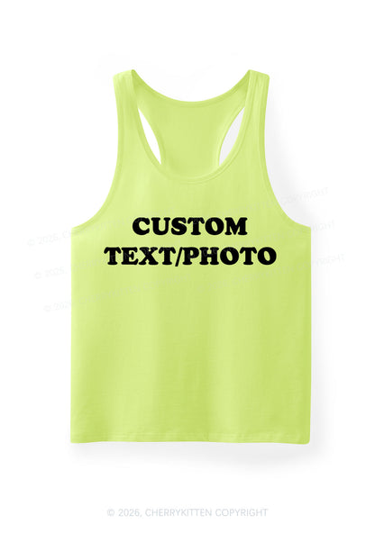 Custom Personalized Text Y2K Men Racerback Tank Top Cherrykitten