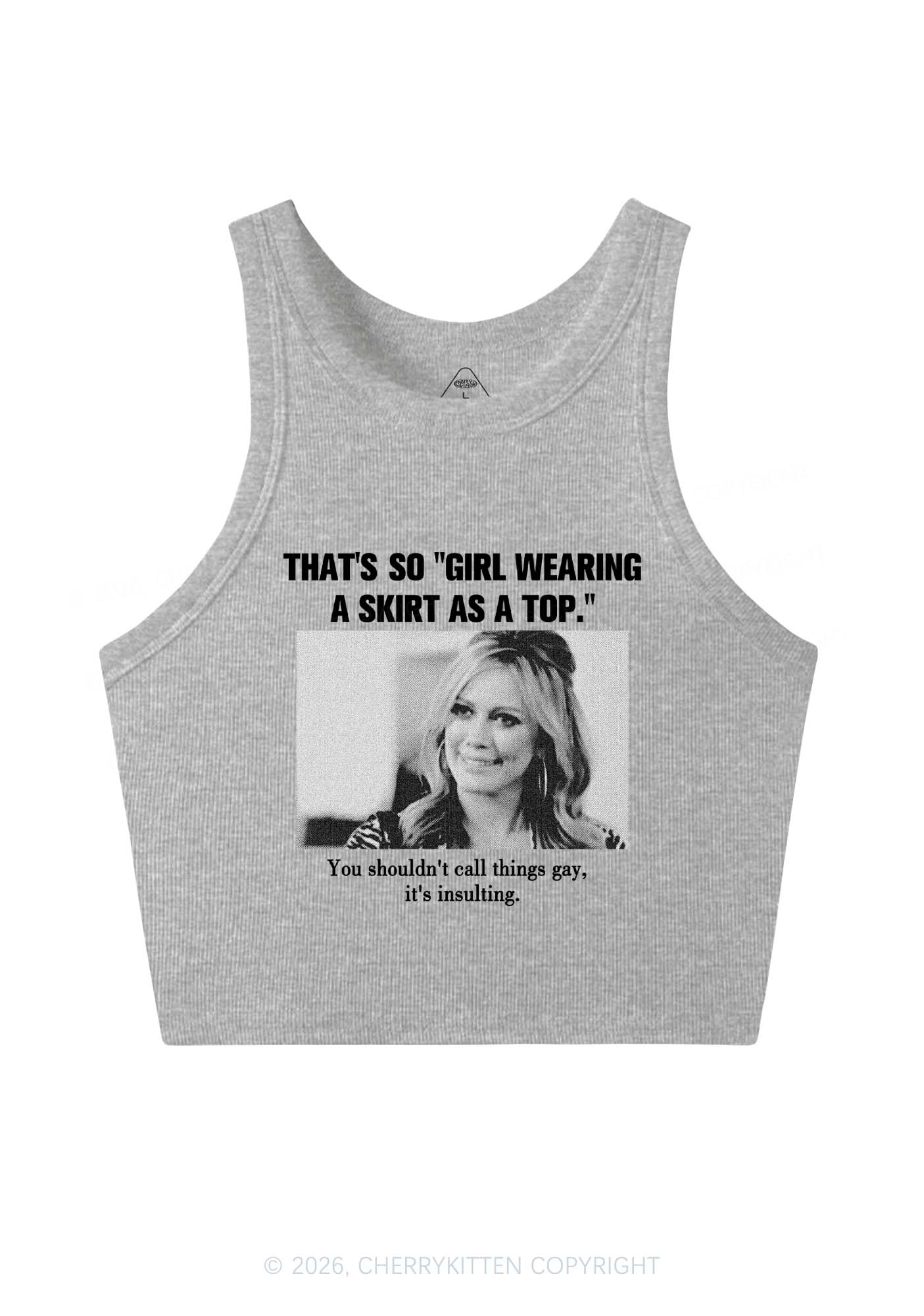 Girl Wearing A Skirt As A Top Y2K Crop Tank Top Cherrykitten