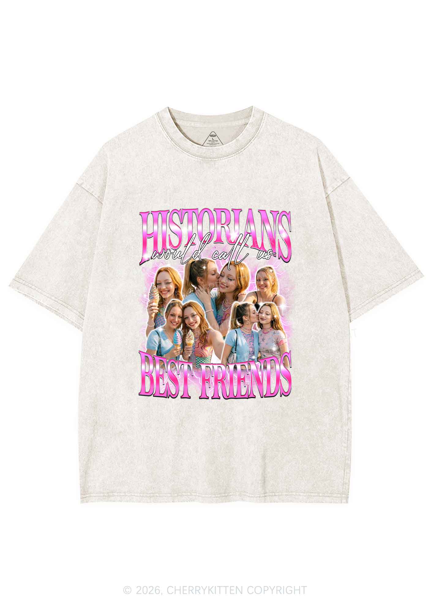 Custom Best Friends Photos Pride Y2K Shirts Washed Tee Cherrykitten