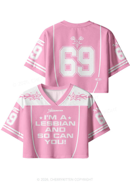 Im A Lesbian And So Can You Pride Y2K Crop Sport Jersey Shirts Cherrykitten