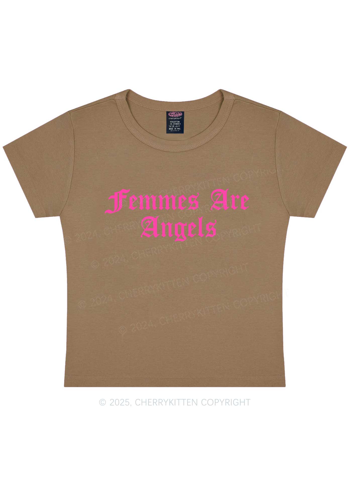 Femmes Are Angels Y2K Baby Tee Cherrykitten