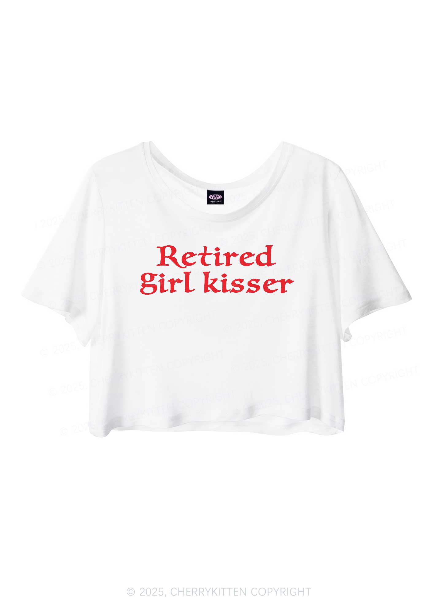 Retired Girl Kisser Pride Y2K Sheer Crop Tee Cherrykitten