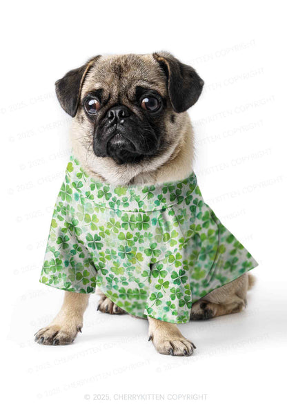 Green Shamrock Y2K Pet Shirts Cherrykitten