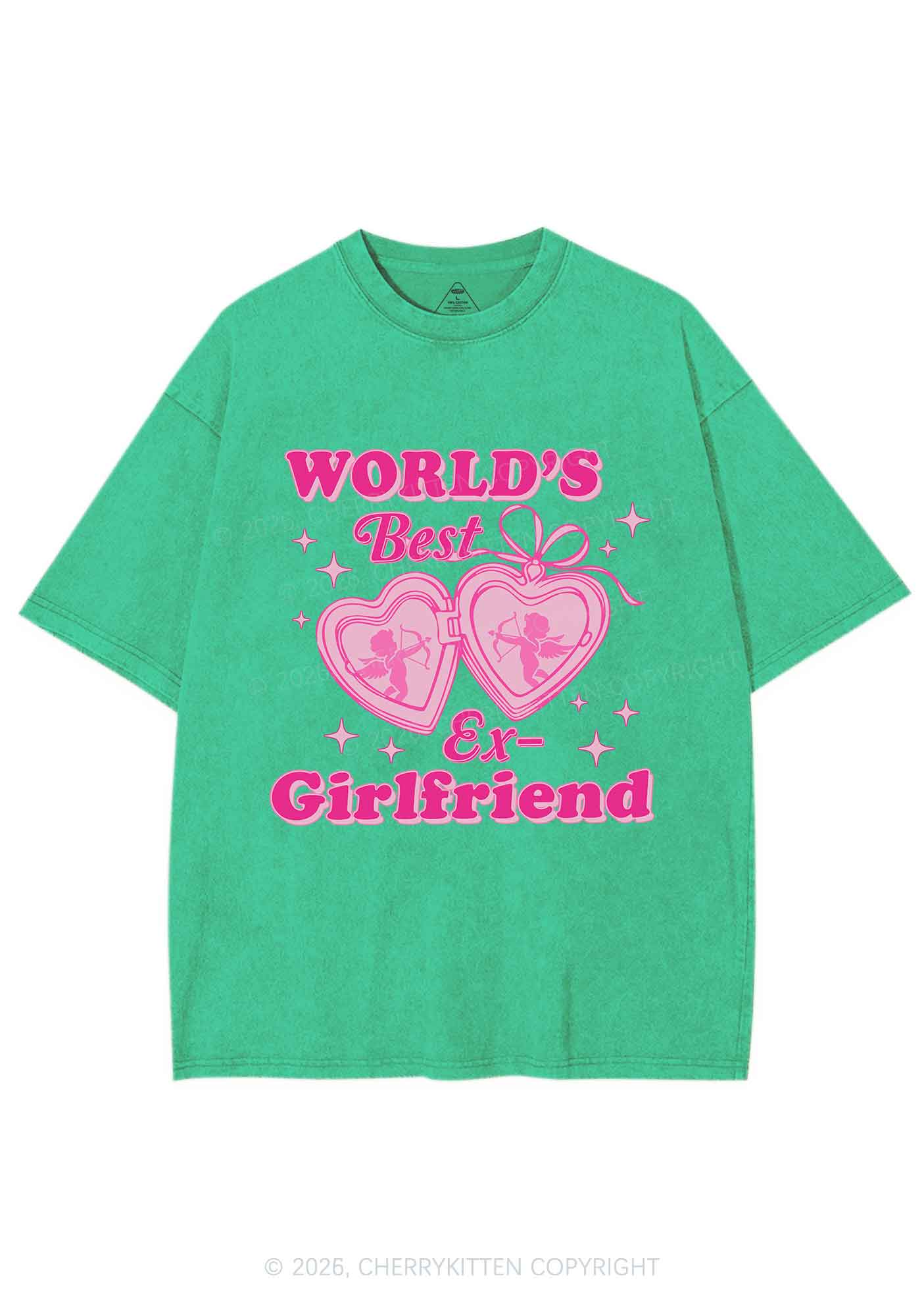 Worlds Best Ex GF Valentine's Day Y2K Shirts Washed Tee Cherrykitten