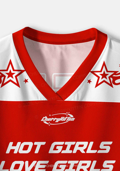 Hot Girls Love Girls Pride Y2K Crop Sport Jersey Shirts Cherrykitten