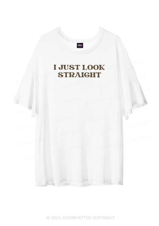 I Just Look Straight Pride Y2K Sheer Boyfriend Tee Cherrykitten