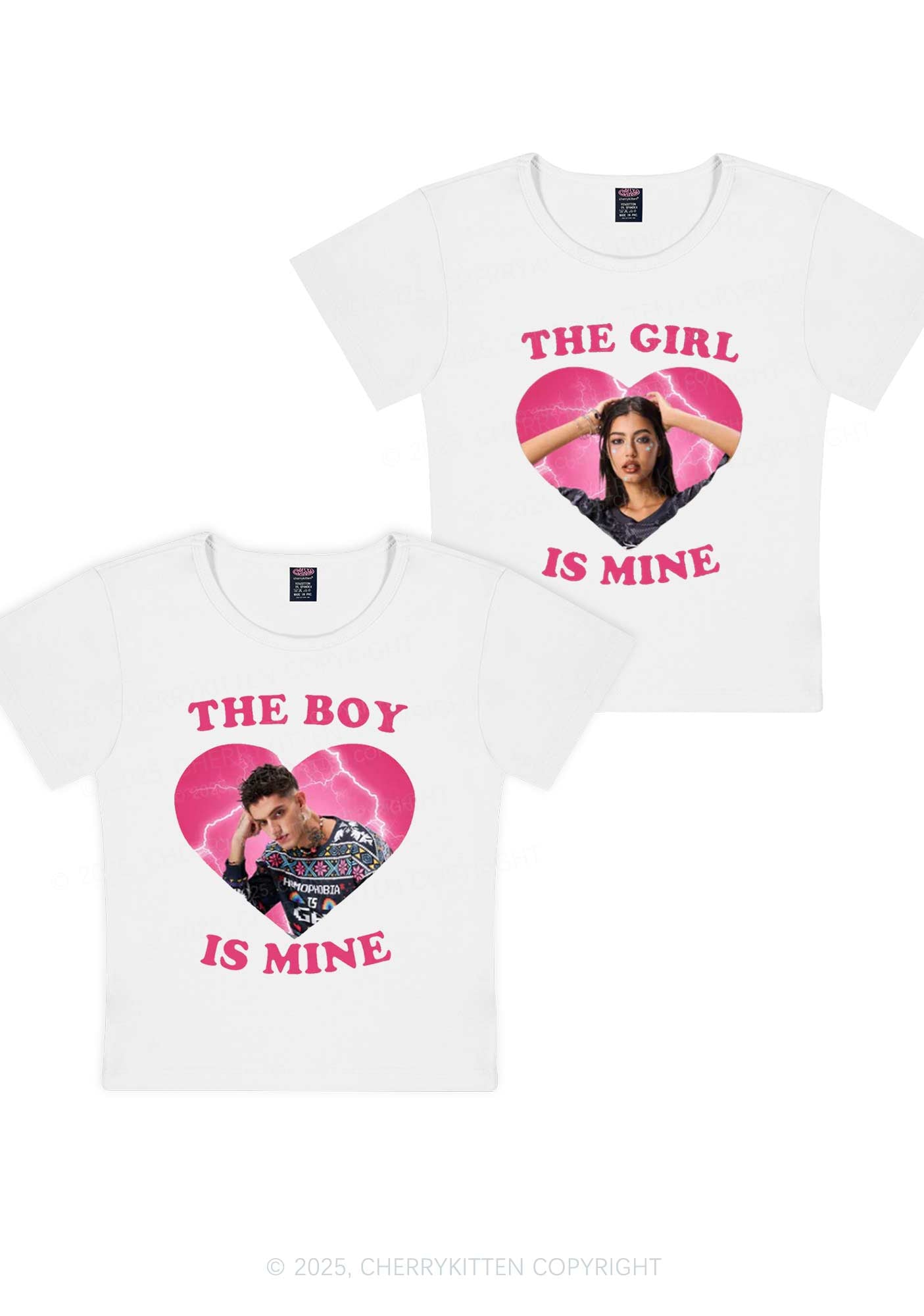 Custom Boy Girl Is Mine Y2K Valentine's Day Baby Tee Cherrykitten
