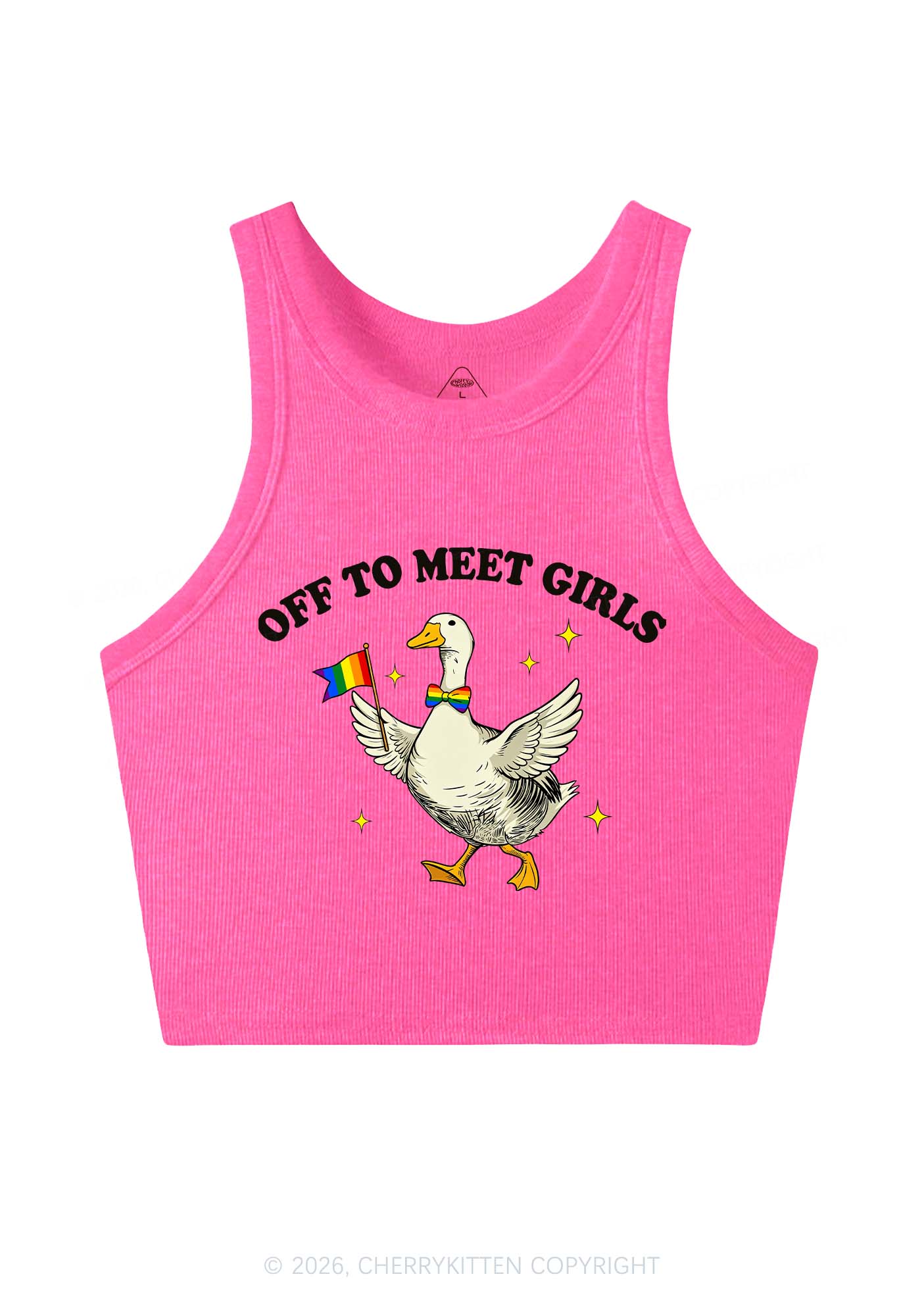 Off To Meet Girls Pride Y2K Crop Tank Top Cherrykitten