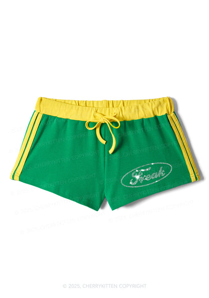 Rhinestone Mini Oval Freak Y2K Drawstring Mini Shorts Cherrykitten