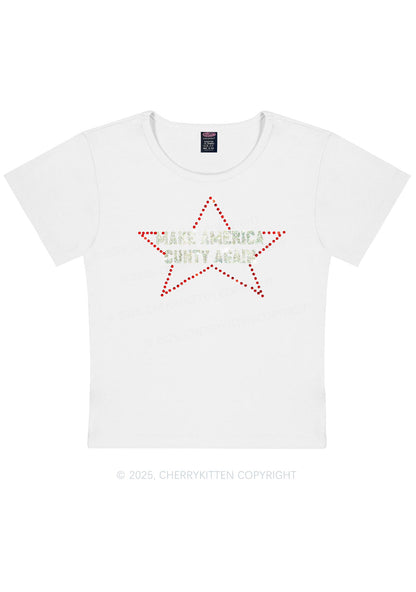 Rhinestone Make America Cxxty Again Y2K Baby Tee Cherrykitten