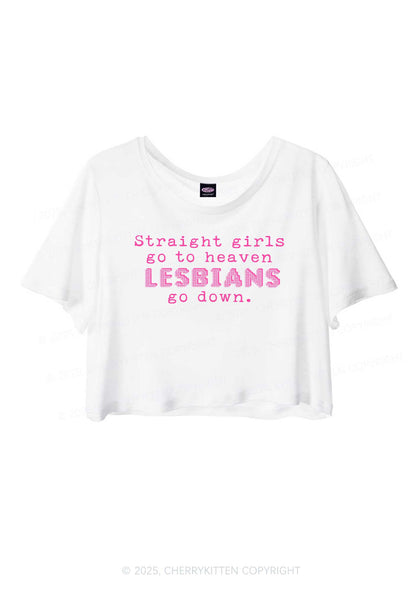 Lesbians Go Down Pride Y2K Sheer Crop Tee Cherrykitten