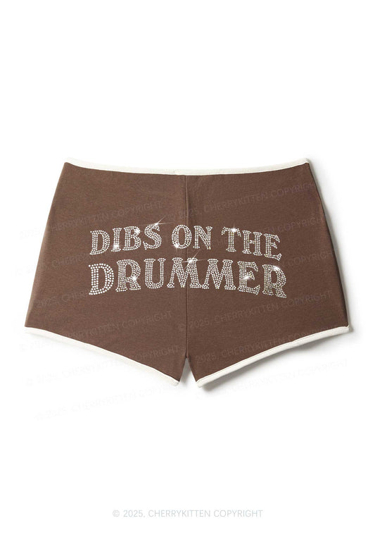 Rhinestone Dibs On The Drummer Y2K Booty Shorts Cherrykitten