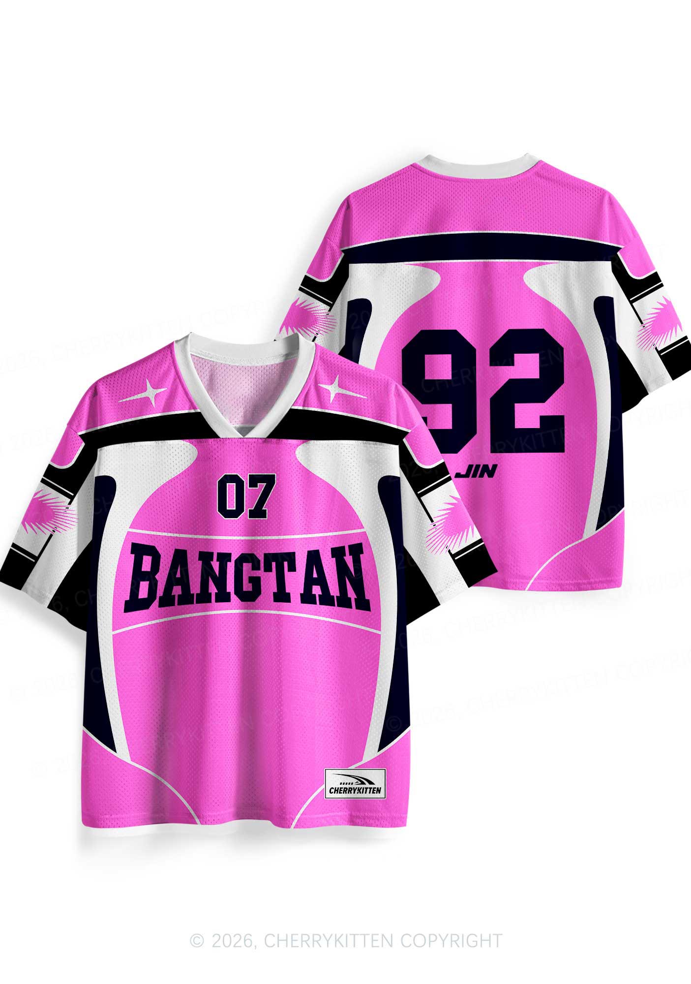 Hot Pink Korean Boys Y2K Sport Jersey Shirts Cherrykitten