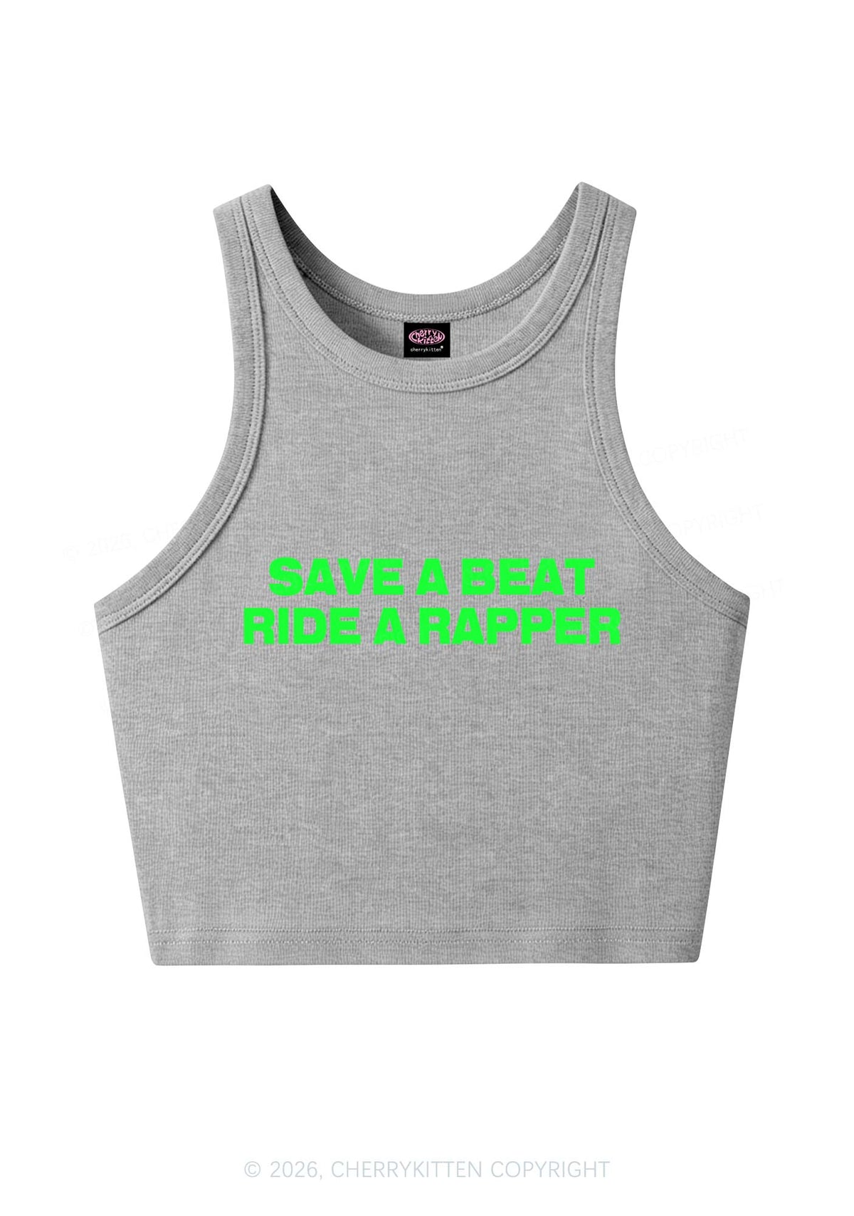 Save A Beat Ride A Rapper Y2K Crop Tank Top Cherrykitten