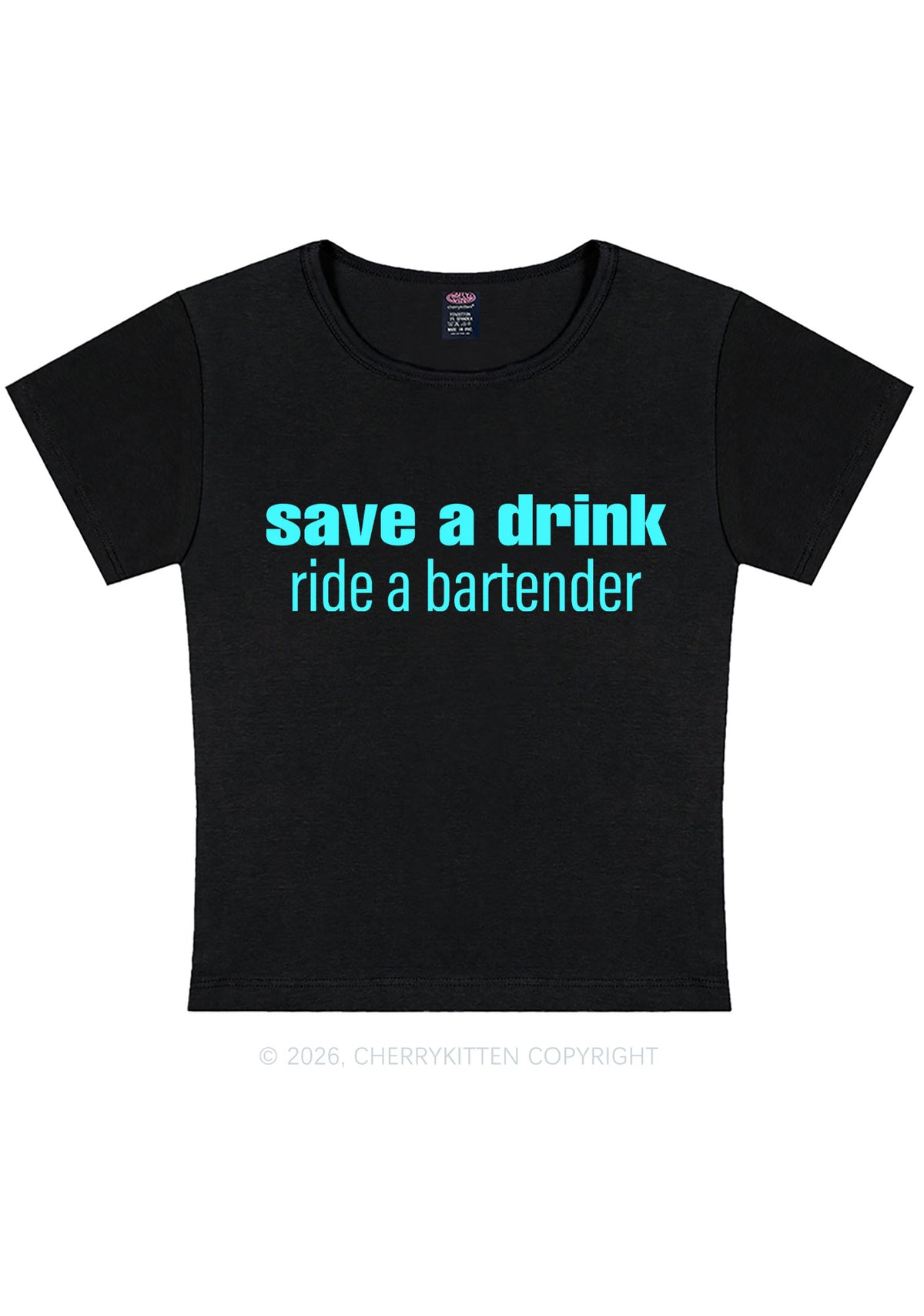 Save A Drink Ride A Bartender Y2K Baby Tee Cherrykitten