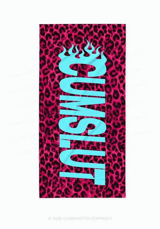 Cxmslxt Hot Pink Leopard Y2K Beach Towel Cherrykitten