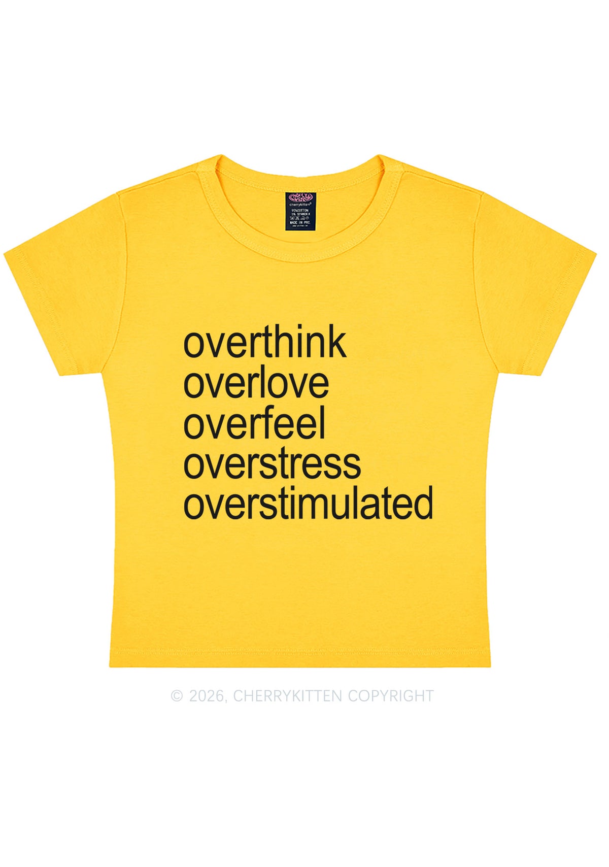 Overstimulated Slogan Y2K Baby Tee Cherrykitten
