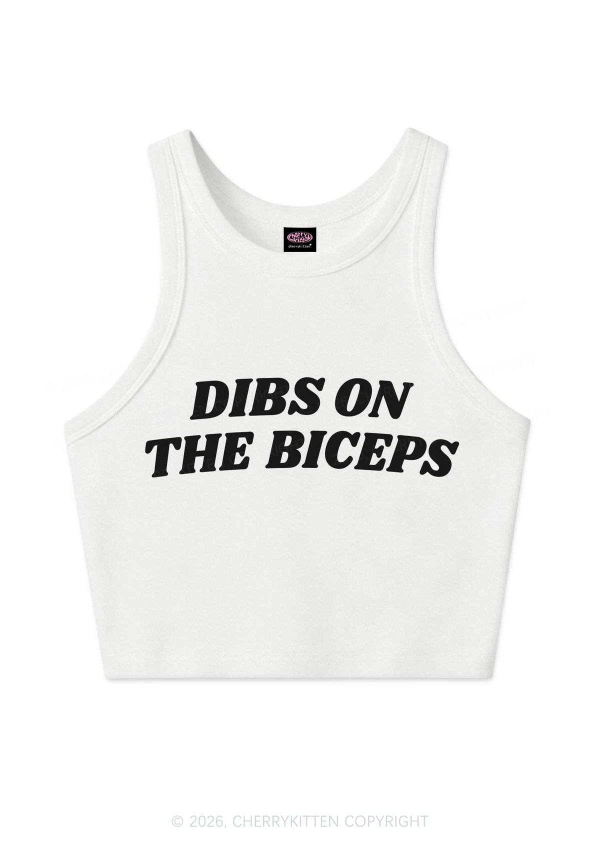 Dibs On The Biceps Y2K Crop Tank Top Cherrykitten