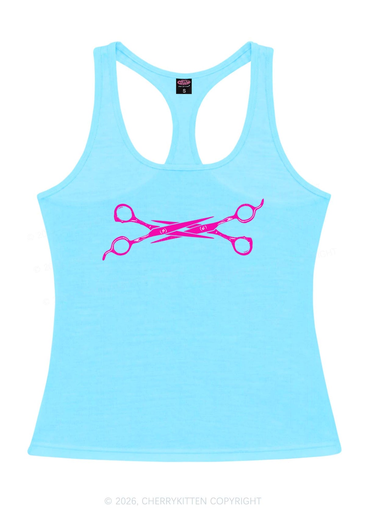 Pink Scissors Pride Y2K Women Racerback Tank Top Cherrykitten