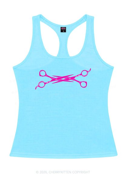 Pink Scissors Pride Y2K Women Racerback Tank Top Cherrykitten