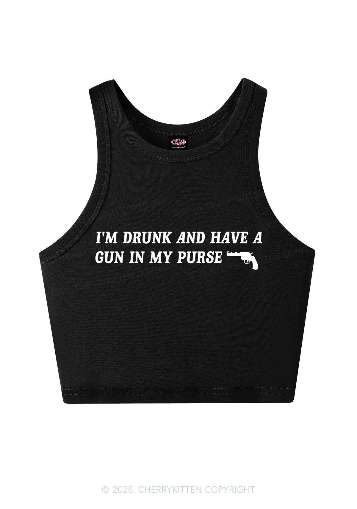 Im Drunk Y2K Crop Tank Top Cherrykitten