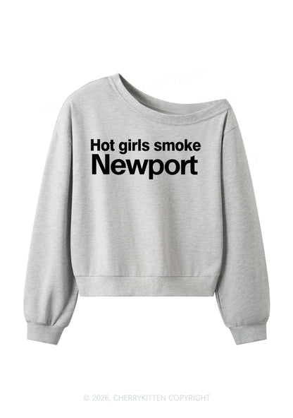 Hot Girls Smoke New Y2K Off Shoulder Sweatshirts Cherrykitten
