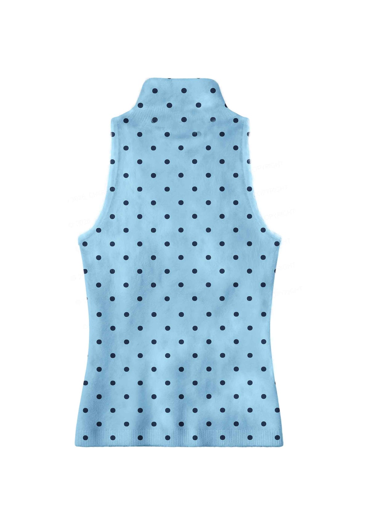 Black Dots On Blue Y2K Knit Turtleneck Tank Top Cherrykitten