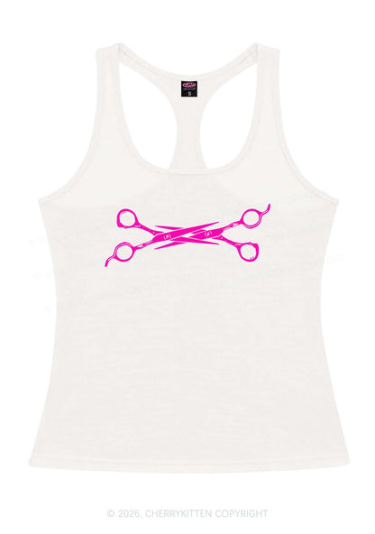 Pink Scissors Pride Y2K Women Racerback Tank Top Cherrykitten