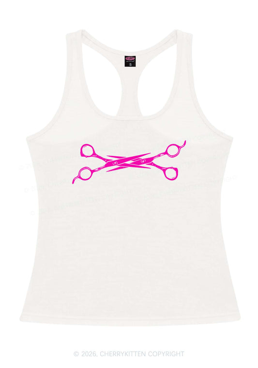 Pink Scissors Pride Y2K Women Racerback Tank Top Cherrykitten