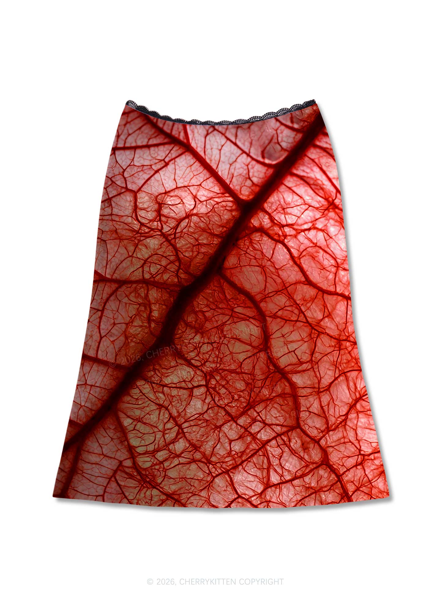 Halloween Red Blood Vessel Y2K Print Midi Skirt Cherrykitten