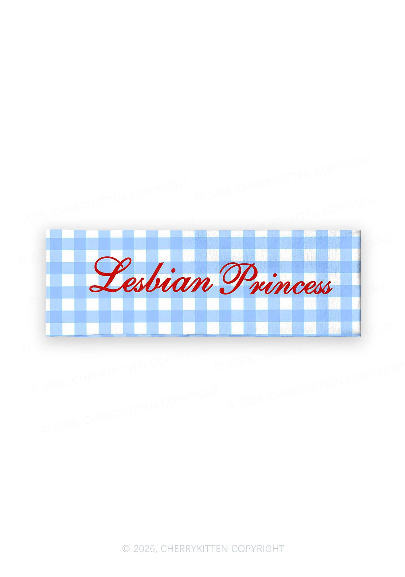 Blue Plaid Lesbian Princess Pride Y2K Print Headband Cherrykitten