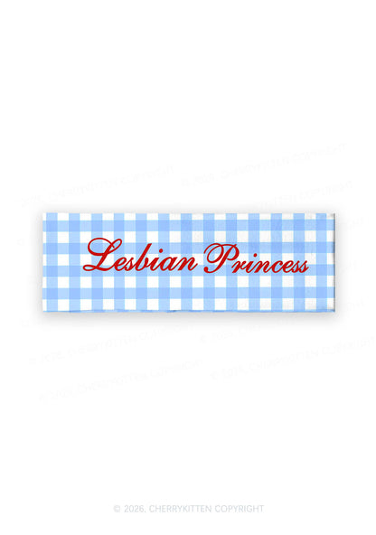 Blue Plaid Lesbian Princess Pride Y2K Print Headband Cherrykitten