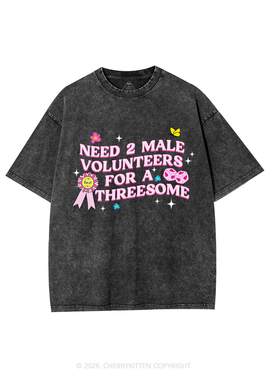 Two Male Volunteers For Threesome Y2K Shirts Washed Tee Cherrykitten