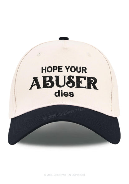 Embroidered Abuser Dies Y2K Color Block Baseball Cap Cherrykitten