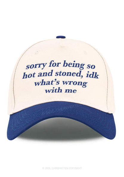 Sorry For Being Hot And Stoned Y2K Color Block Baseball Cap Cherrykitten